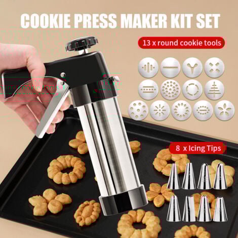 Presse à Biscuits, Pistolet à Pâtisserie Avec 7 Douilles Et 13 Disques Biscuit Pour Gâteaux, Biscuits Et Friandises