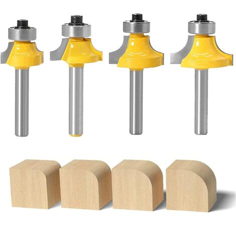 Houhence – Fraises à défoncer en carbure 8mm – Lot de 4 – Pour bois dur – Coupe lisse et précise – Compatible avec routeurs 1/4 pouce - 8Mmnettoyage (1/5)
