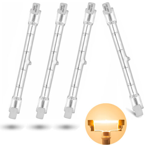 Houhence – Ampoule halogène R7S 300W 118mm – Blanc chaud 2800K – 5900 lumens – Compatible variateurs traditionnels – Lot de 4 pièces (1/5)