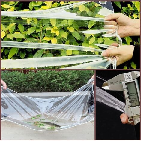 Bâche Protection ZHJSHOU - Bâche Transparente 2,4x3,1m Avec Œillets - Imperméable Et Résistante Pour Terrasse, Serre, Camping Oeillets Pour Baches