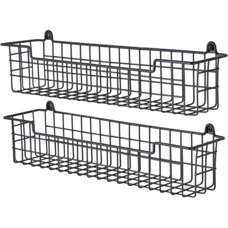 Étagère à épices murale, étagère de rangement pour porte d'armoire, lot de 2 étagères à épices murales permettant de gagner de la place pour la cuisine, noir (1/5)