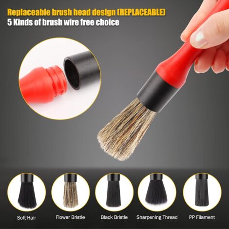 Pinceau Detailing Auto, 3 Pièces Brosse à Détails Auto, Brosse