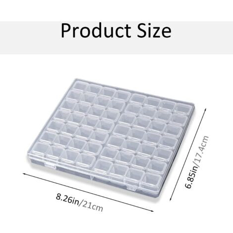 Boîte De Rangement 56 Cases Transparentes - Pour Diamants De Broderie, Bijoux, Nail Art, Compartiments Amovibles, Plastique PP