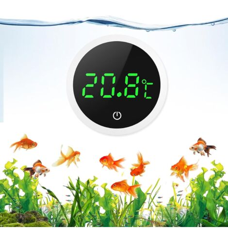 Thermomètre d'Aquarium, Thermomètre LCD Numérique d'Aquarium Haute Précision 0,1 ℃ avec Boutons Tactiles, Batterie Remplaçable pour Aquarium à Tortues et Aquarium en Verre Tropical