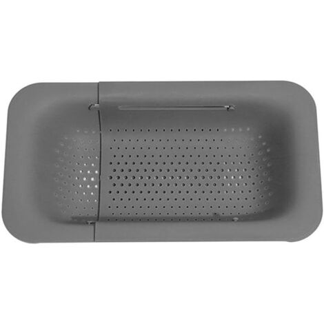 Passoire d'évier, passoire pratique pour évier en plastique, laver les fruits et légumes, extensible jusqu'à 50 cm pour un travail hygiénique dans la cuisine, gris clair