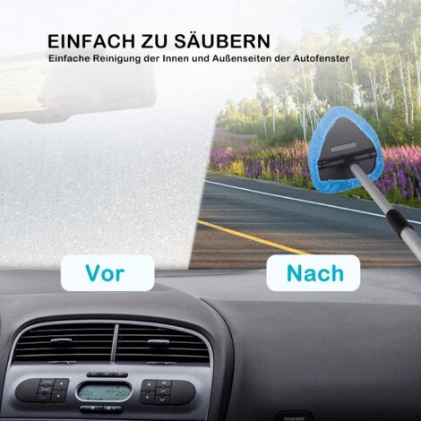 Nettoyeur Vitres Voiture - Télescopique, Tête Pivotante 180° - 4 Chiffres Microfibre - Bleu