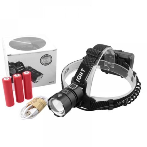 Lampe frontale haute intensité XHP70 + Câble USB + 3 piles 18650 + Coffret cadeau (1/5)