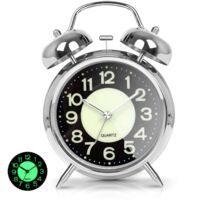 Horloge de Bureau Silencieuse et Tendre pour Enfants - Horloge Créative de Bureau à Aiguilles Lumineuses - Quartz - Noir Lumineux