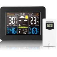 Station Meteo, Station Meteo Interieur Exterieur sans Fil avec Capteur Extérieur, Écran LCD Couleur Numérique, Thermomètre Hygromètre Baromètre des Phases de Lune, PréVision de la TempéRature Météo