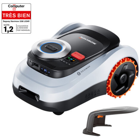 Segway Navimow i208 LiDAR Robot tondeuse pour 800 m² et Garage M, LiDAR+Vision, cartographie automatique, sans fil, sans antenne