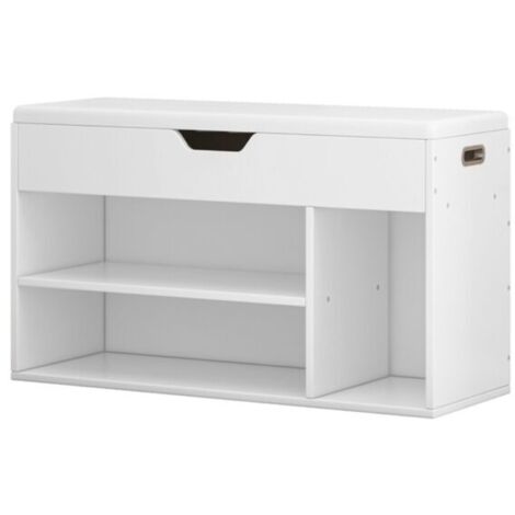 Armadio per scarpe con seduta, 3 ripiani, apribile, bianco, 80x30x44 cm (1/3)