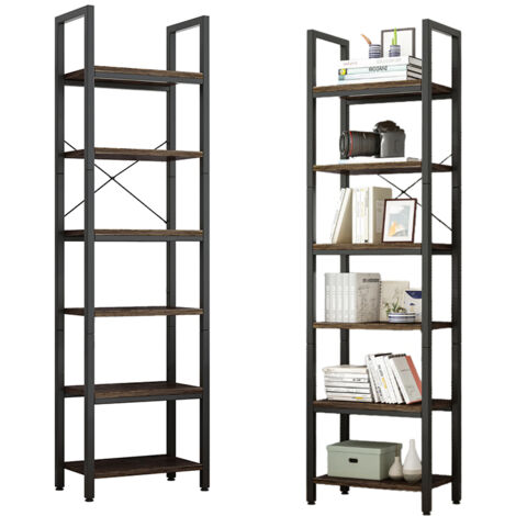 Libreria alta da 187,5 cm, finitura marrone, ideale per spazi ridotti.
