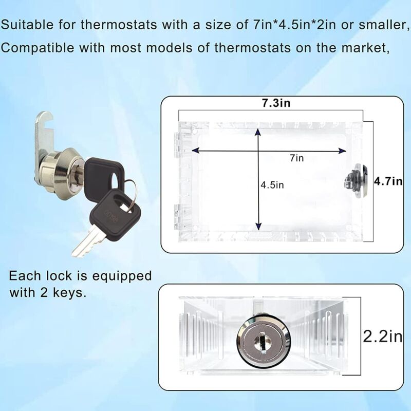 Boîtier De Verrouillage Pour Thermostat - En Polycarbonate Transparent, Avec Clés - Protection Contre Les Modifications, Installation Facile