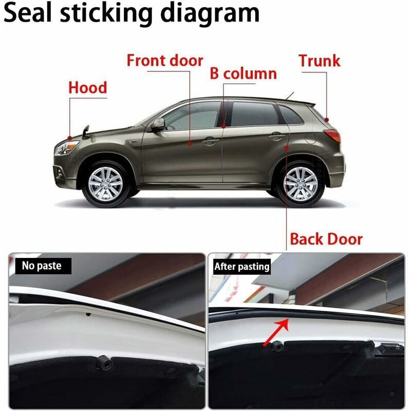 CHOYCLIT Joint En Caoutchouc Pour Porte Bande D'étanchéité De Porte De Voiture Universel Auto-adhésif Protecteur De Porte Grand D Forme (18 M, Noir