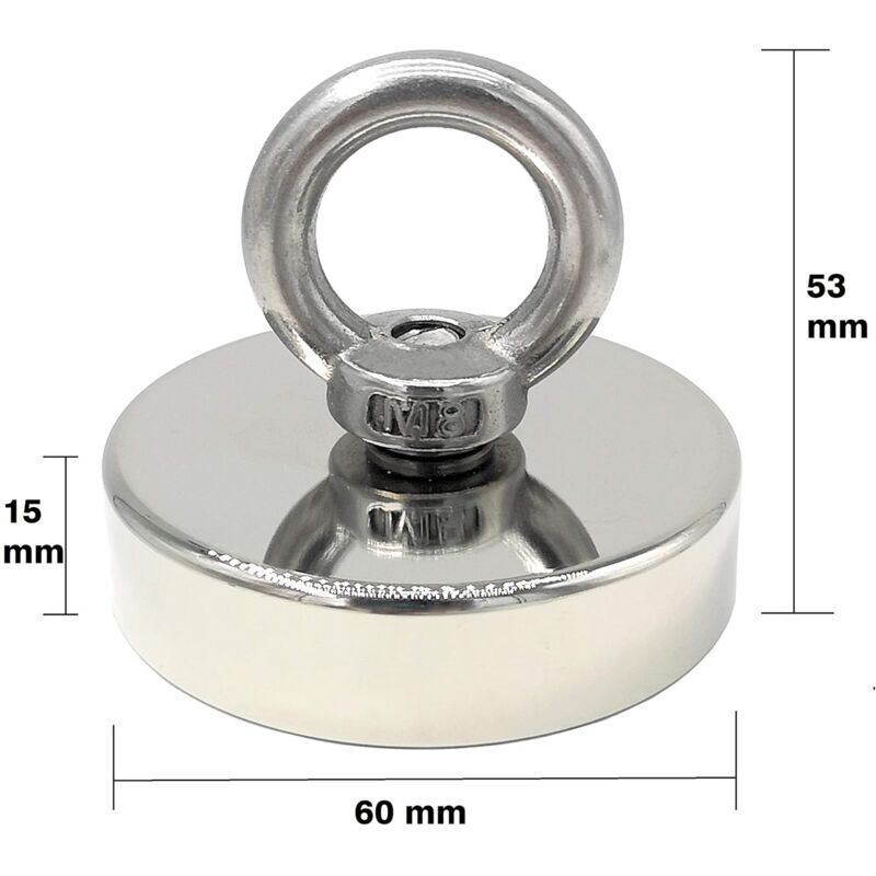 Lot De 8 Aimants Néodyme Puissants Ø43mm Avec Filetage M6 - Revêtement Caoutchouc, Force 10kg - Pour Montage Sur Vis