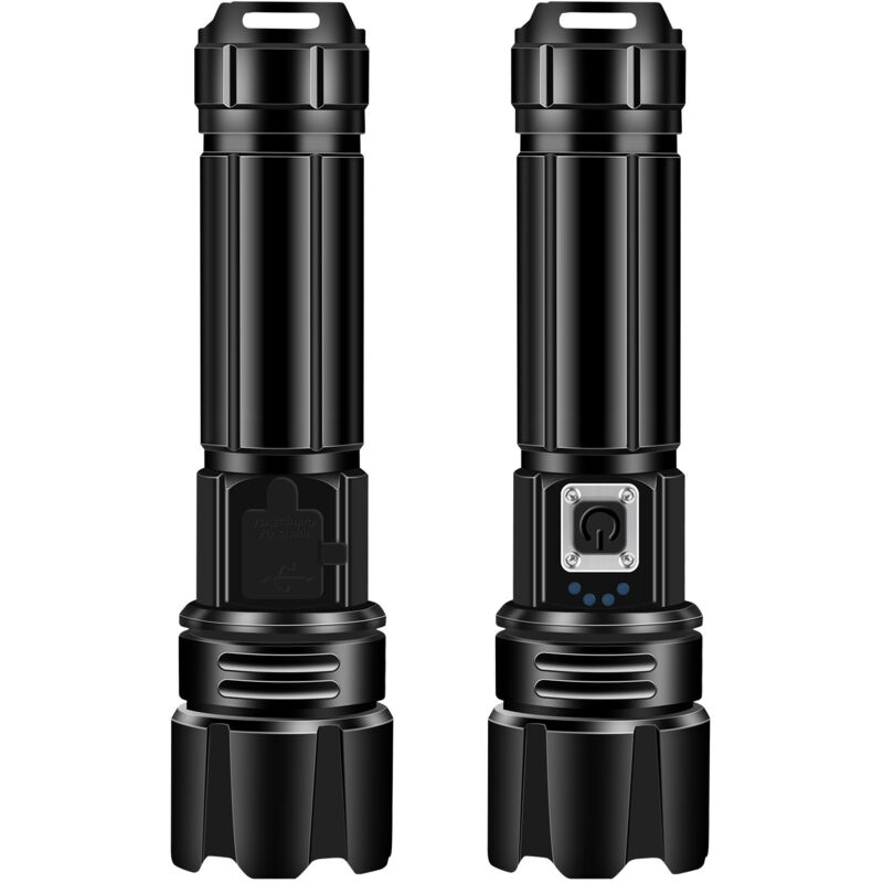 Lampe Torche LED Ultra Puissante 90 000 LM, 3 Modes, Autonomie 12h  Rechargeable Usb Type C