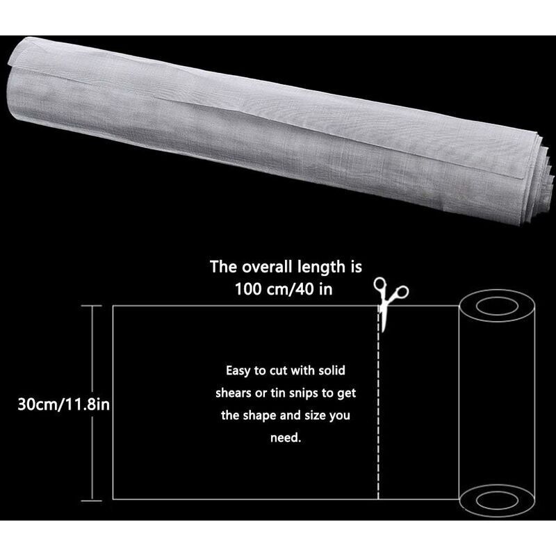 Grillage Métallique Inox 120 Mesh 30x100cm - Treillis Acier Inoxydable 304 Anti-Moustiques