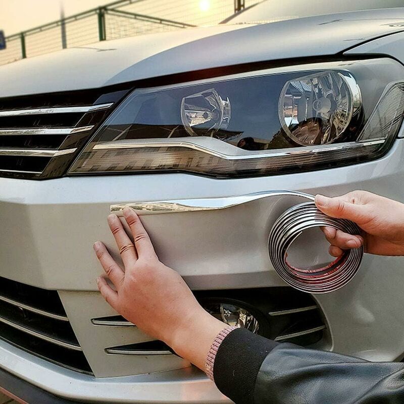 X AUTOHAUX Bande Garniture Chrome Argenté 8m X 6mm - Protection Carrosserie Voiture Universelle