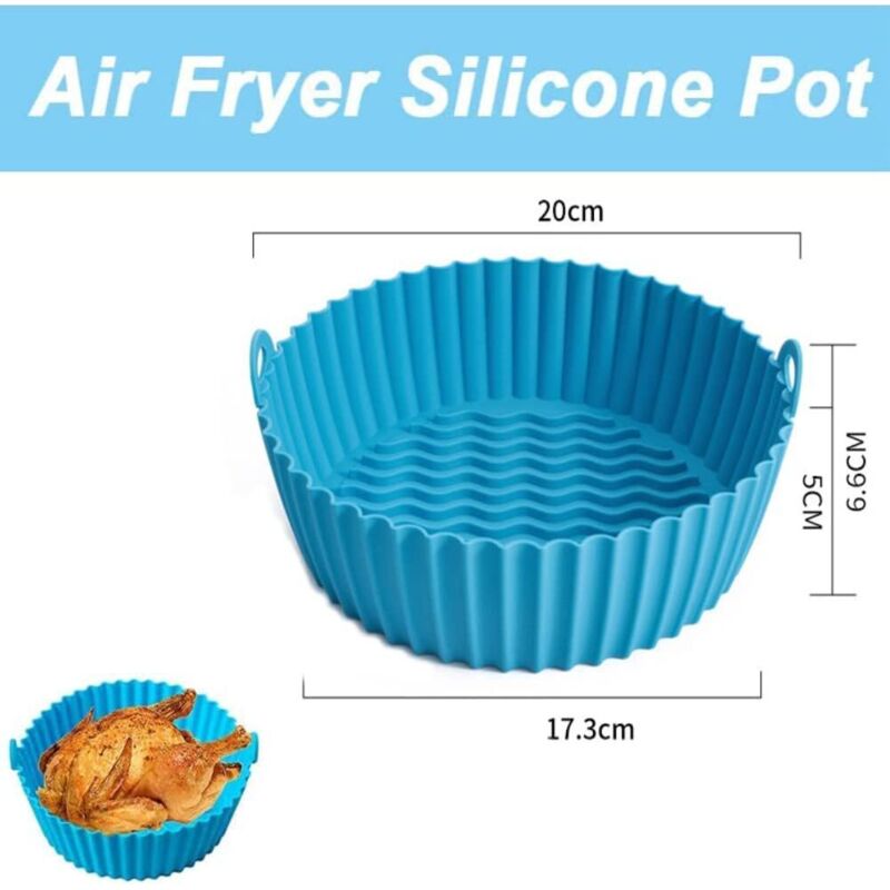Lot De 2 Moules En Silicone Pour Air Fryer - Diamètre 20 Cm - Résistants à 240°C - Antiadhésifs Et Lavables Au Lave-vaisselle - 4