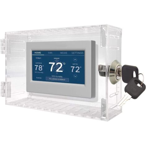 Boîte de verrouillage de thermostat universelle avec clé – Protection transparente durable – Dimensions 18,5 x 11,9 x 5,6 cm – Compatible avec la plupart des thermostats