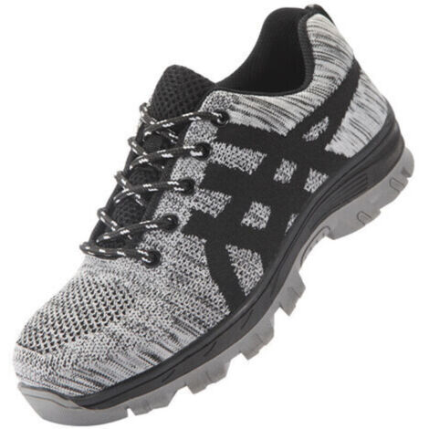 CHOYCLIT Chaussures de sécurité, embout en acier pour hommes, protection confortable, légères, respirantes, chaussures de travail unisexes, gris（45 EU）