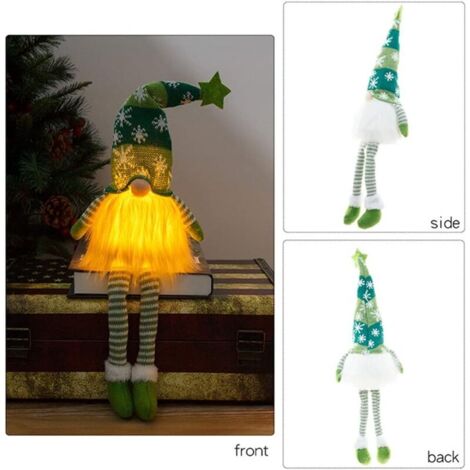 Bseical Lutin De Noël 3 Pièces, GNOME De Noel Peluche Lumineux, Decoration Noel Sapin à Piles, Pere Noel Elf Décor Maison Cadeau Noel (Jambe Médiane: 5cmx8cmx7cm