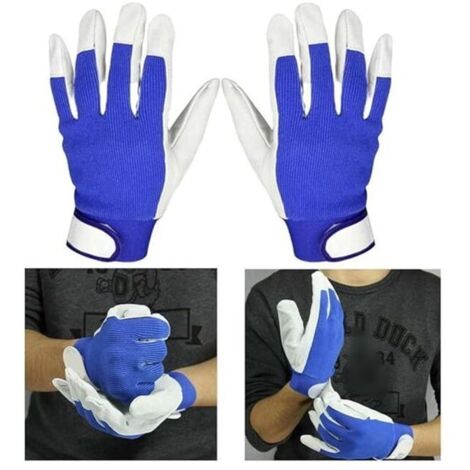 Choyclit – Gants de soudeur en cuir résistant à la chaleur – Taille 21,5 cm – Peau de mouton et nylon extensible – Lot de 2 paires pour entretien mécanique
