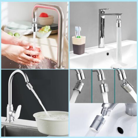 Qoosea 360 Degrés Aérateur De Robinet Pivotant Tête De Robinet De Cuisine 2 Modes Réglable Douche Tête Filtre Pulvérisateur Pour Cuisine Salle De Bain (Court