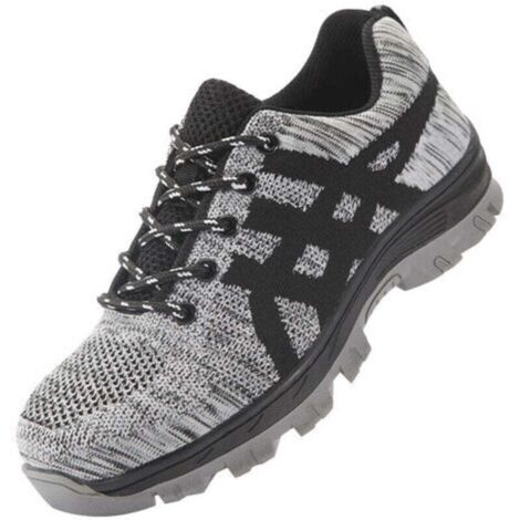 CHOYCLIT Chaussures de sécurité, embout en acier pour hommes, protection confortable, légères, respirantes, chaussures de travail unisexes, gris（41 EU）