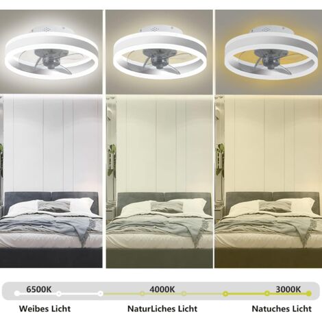 Ventilateur De Plafond Avec Lumière LED Wildcat - 50 Cm, Télécommande, 6 Vitesses, Variateur Lumière, Blanc