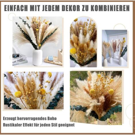 Bouquet Séché Pampas Boho - 65 Pièces De Fleurs Séchées Naturelles Pour Déco Intérieur, Chambre, Mariage & événements - 12