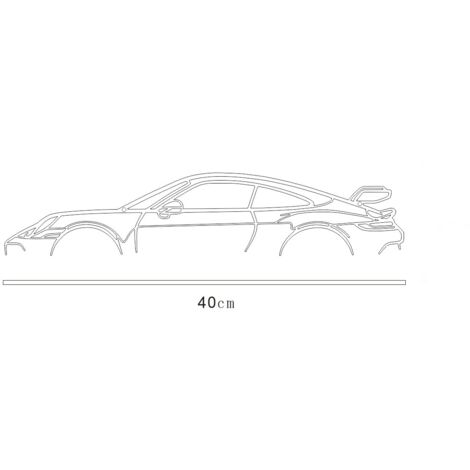 Décoration Murale Métal Porsche 911 Carrera - Sculpture 3D Voiture Sport Noire Mat 60x17 Cm, Art Moderne Garage Chambre Homme