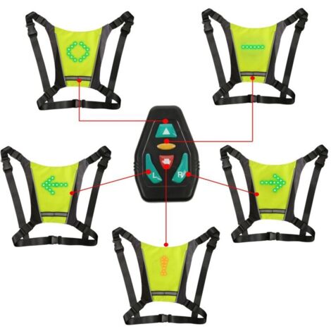 CHOYCLIT Gilet de clignotant LED, gilet réfléchissant LED avec indicateur de direction : Télécommande, clignotants, rechargeable par USB, installation facile pour voyant d'avertissement de vélo - Coul (1/5)
