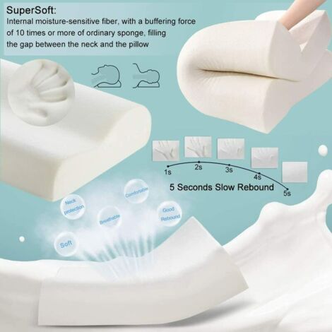 Oreiller Ergonomique Cervical à Mémoire De Forme Lot De 2 | Soutien Nuque Et Épaules, Housse Lavable | 10 Cm/12 Cm Hauteur Différenciée - 2