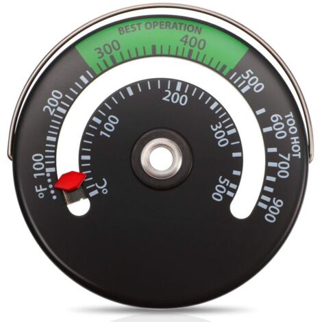 Choyclit – Thermomètre à feu magnétique pour poêle – Cadran en aluminium – Capteur bimétallique – Température max 300°C – Installation facile (1/5)