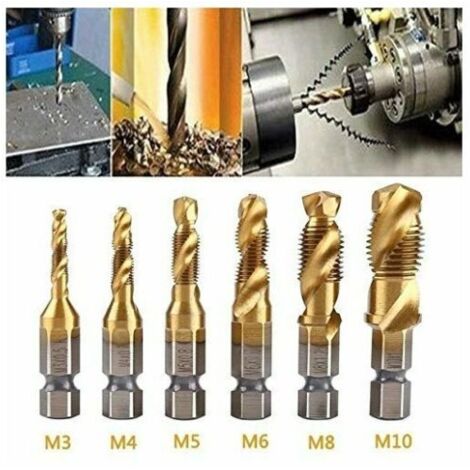 EJ.life Taraud Fileté 6 Pièces Filetage Métrique M3-M10 Foret Et Taraud