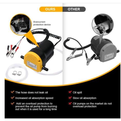 Pompe à Huile Diesel 12V 60W Électrique – Extracteur Vidange Aspiration Rapide Pour Voiture, Moto, Quad, Bateau