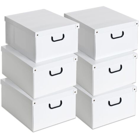 Lot de 6 Boite de Rangement avec Couvercle, Boite en carton, Rangement Vetement, Meuble de Rangement Chambre, Bureau, Panier de Rangement, Organisateur Tiroir, 40x50x25 cm Blanc Large Lot de 6 Boite de Rangement avec Couvercle, Boite en carton, Rangement Vetement, Meuble de Rangement Chambre, Bureau, Panier de Rangement, Organisateur Tiroir, 40x50x25 cm Blanc Large