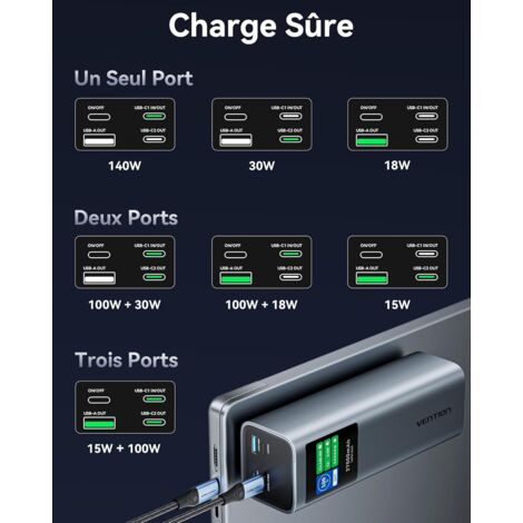 Power Bank Solaire 50000mAh - Chargeur Portable Avec 4 Ports USB, Qi Et Lampe LED - Pour Randonnée, Camping - 7