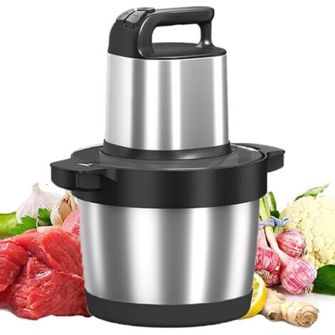 Hachoir Électrique Pro 1200W en Acier Inoxydable – Capacité XXL 5L, 4 Lames pour Viande, Légumes et Épices