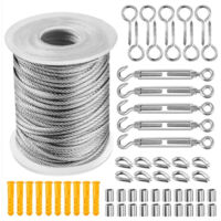 Corde en acier inoxydable 20M – Résistance à la corrosion – Tendeur pour câbles de jardin et luminaires suspendus – Installation facile
