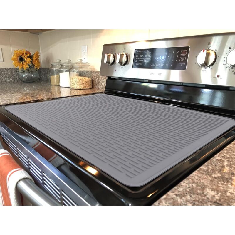 Tapis Protection Plaque De Cuisson SMTDeco Montagnes Forêt Bleu - 60x52 Cm Réutilisable