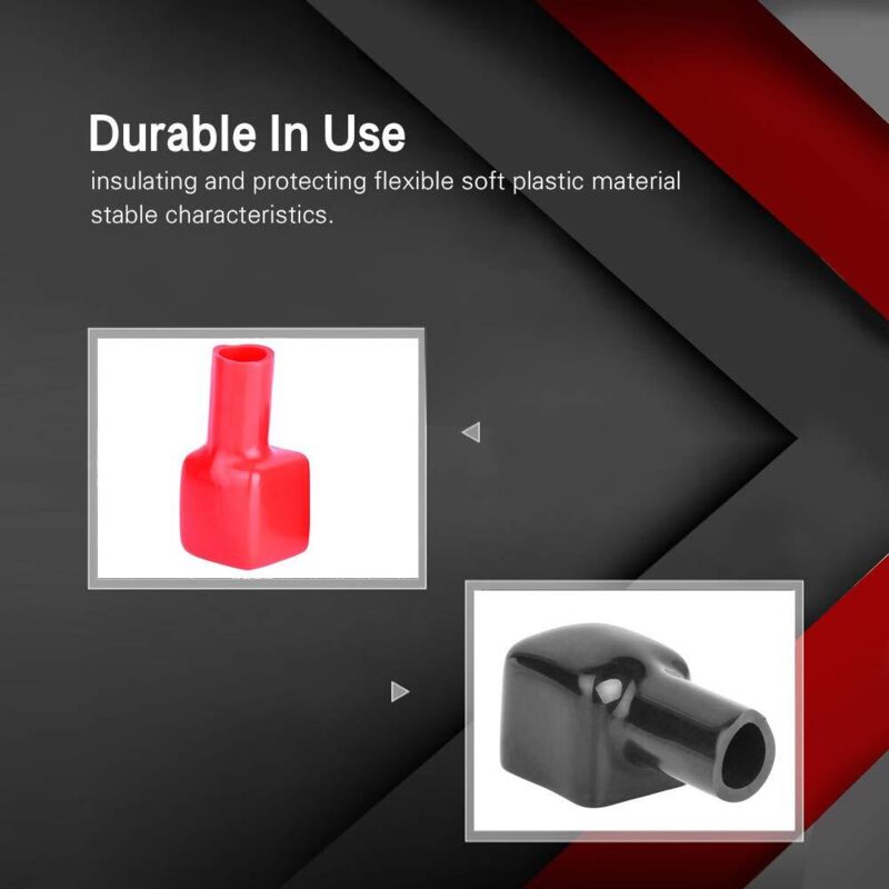 Protecteur Borne Batterie Caoutchouc Rouge Et Noir - Lot De 2