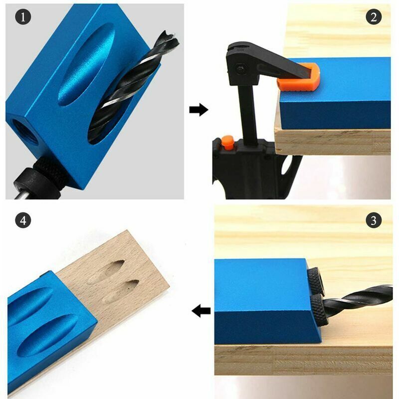 Kit De Gabarit De Trou De Poche,Gabarit De Percage Oblique Pour Bois Guide De Menuiserie De Percagepositionneur De Trou Oblique Pour Travail Du Bois 46 Pieces Bleu 84744201