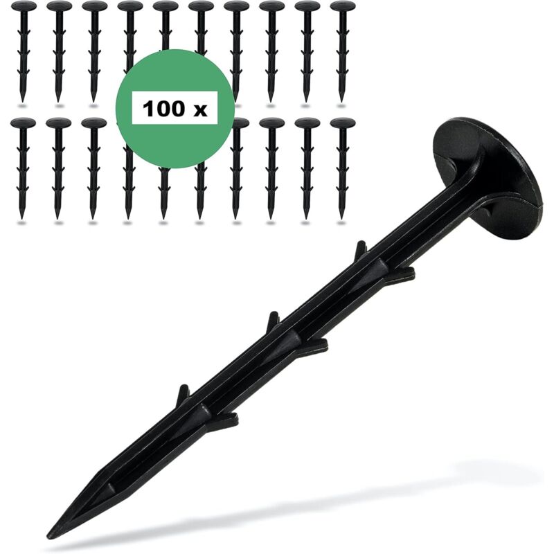 HaGa Lot 100 Piquets D'Ancrage Sol Métal Galvanisé En U - 150 Mm × 30 Mm - Ø 3 Mm Anti-Mauvaises Herbes
