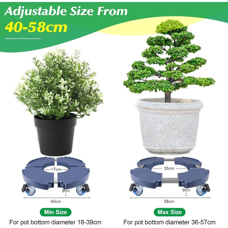 1 paquet de support pour plantes robuste de 13.8 pouces avec roulettes verrouillables-chariot roulant pour plantes avec roues 25*25*6.5cm | Leroy Merlin
