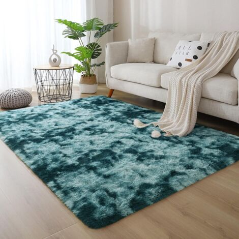 Tapis à Poils Longs Doux Antidérapant ISMOL - Bleu Foncé 80x160 Cm, Lavable Et Moelleux