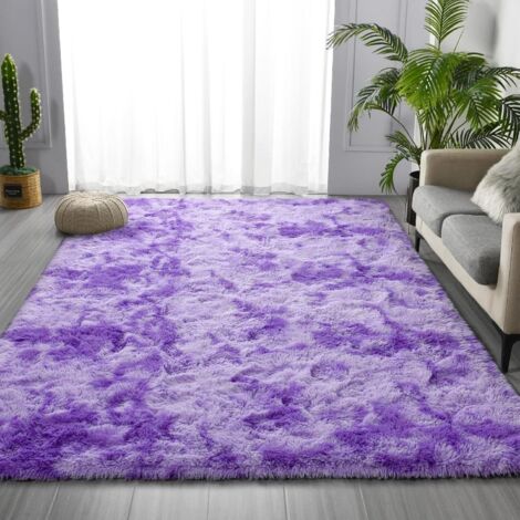 Tapis de Salon, à Poils Longs, Tapis Chambre Violet tie-dye, 160x 230cm, antidérapant, Extra Large, Moelleux et Moderne, pour Chambre à Coucher, Chambre d'enfant (1/5)