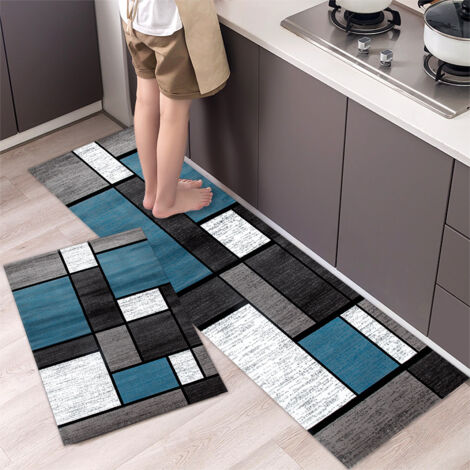 Set de 2 Tapis Lavables Motif Nordique Absorbant Profond pour Devant Évier et Douche Intérieur Extérieur Résistant aux UV (1/4)