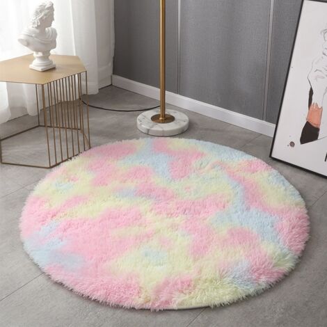 Tapis Rond Shaggy Moderne 120cm Poils Longs Ultra Doux Salon Chambre Couloir Coloré Résistant aux Taches Lavable en Machine (1/4)